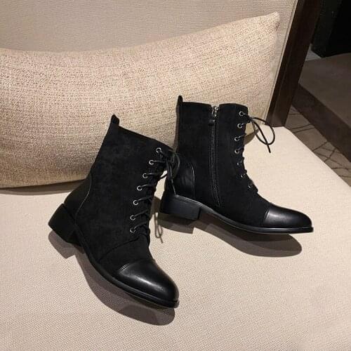 Genuine leather Women Martin Boot Fashion Winter Warm Shoes Female Motorcycle Ankle Snow Boots For Woman Botas mujer size34-43