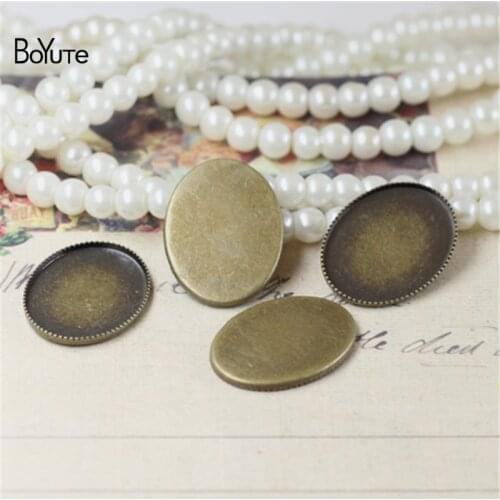 BoYuTe 50Pcs 13*18MM Oval Cabochon Cameo Base Antique Bronze Plated Vintage Diy Jewelry Blank Tray Settings