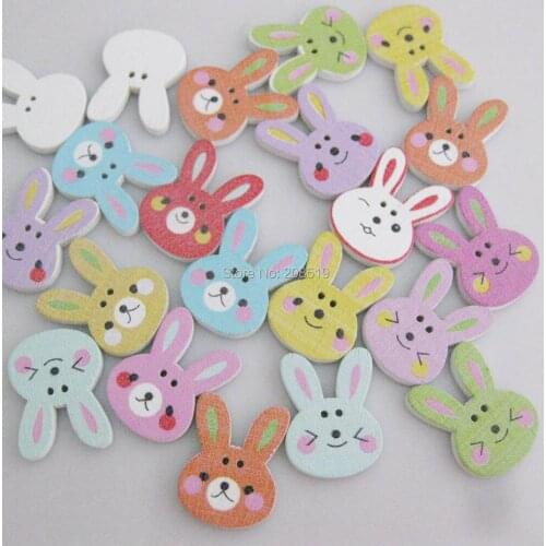 WBNWKG Novelty baby apparel decorative buttons Rabbit shape mix 200pcs wood button handmade craft work DIY