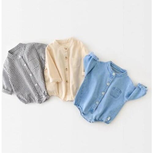 Kids Cowboy Boy Girl Rompers Baby Boy Girl Pure Color Rompers Infant Baby Stripe Boy Girl Newborn Rompers Clothes