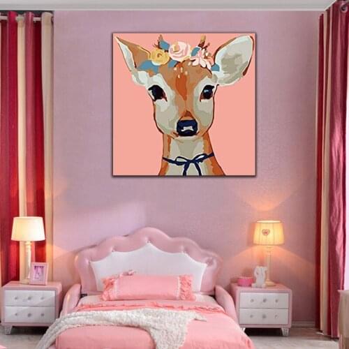 DIY colorings pictures by numbers with deer picture drawing Relief painting by numbers framed Home