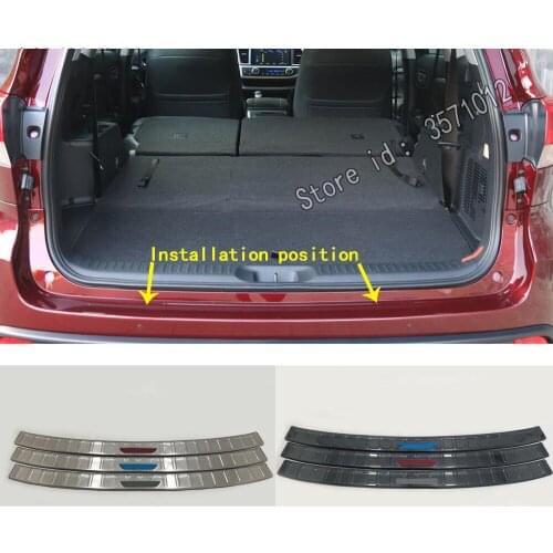 For Toyota Highlander 2018 2019 2020 Car External Rear Bumper Trim Frame Trunk Cover Detector Stainless Steel Plate Pedal 1pcs