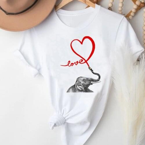 T-shirts Women Cartoon Animal Sweet Love Spring Summer Valentines Day Clothes Graphic Tshirt Top Lady Print Female Tee T-Shirt