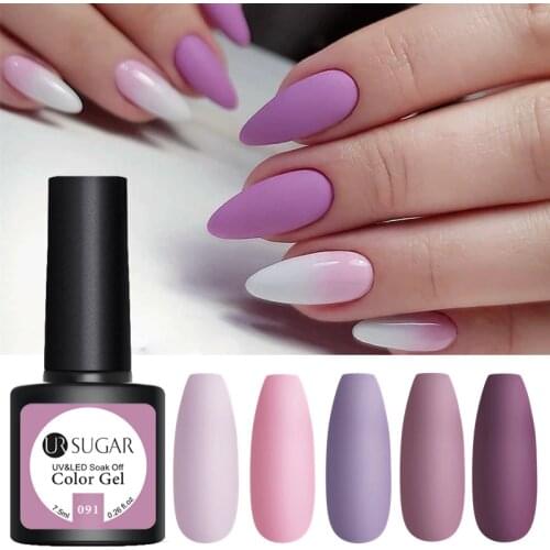 UR SUGAR 7.5ml Purple Pink Gel Nail Polish Matte Colors Semi Permanent Soak Off UV LED Gel Nails Varnish Nail Art varnish
