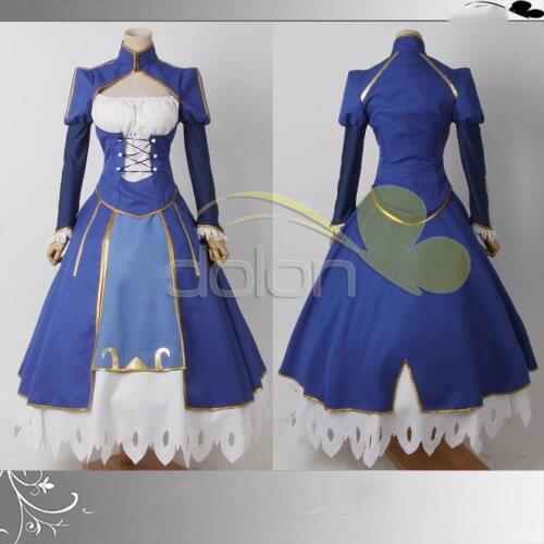 Hot Game Fate/Stay Night Altria Pendragon Cosplay Costume The High Quality Blue Combat Dress Role Play Clothing Custom-Make Any