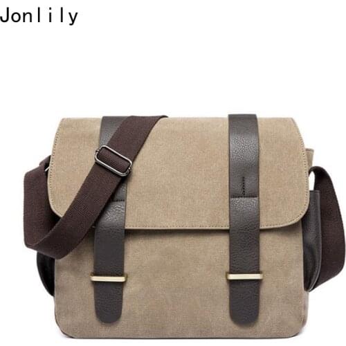 Jonlily Mens Canvas Shoulder Bag Male Small Fashion Messenger Crossbody Bag Teens Daybag Purse -KG390