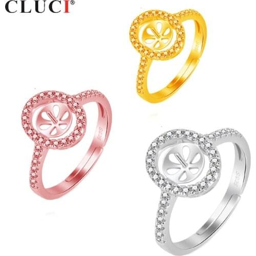 CLUCI 925 Sterling Silver Oval Shaped Rings Women Zircons Bijoux Adjustable Classic Wedding Ring Jewelry Gift for Women SR2130SB