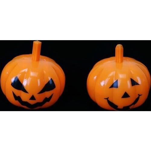 Halloween Creative Rotating Pumpkin with Lighted Top Flash Light Spinning Tops Plastic Toys Launcher Glow At Night Rotating