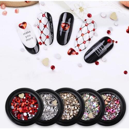Multi-size Crystals Nail Art 3D Decoration Strass Gem 3D Nail Rhinestones Stones Mixed Colorful DIY Design Love Model