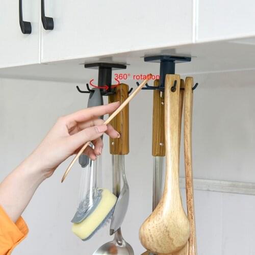 For Kitchen Organizer and Storage Kitchen Supplies Organizers Rotatable Rack Accessories Cabinet Organizer Hook Up Storage Rack
