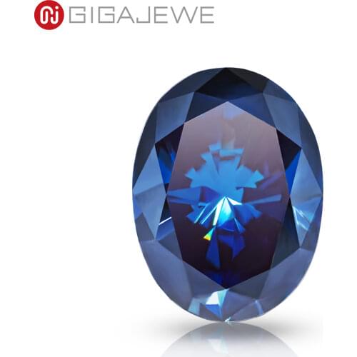 GIGIGAJEWE Customized Oval Dark Blue Color VVS1 Natural Growth Moissanite Loose Diamond Test Passed Gemstone For Jewelry Making
