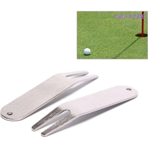 Stainless Steel Golf Divot Repair Switchblade Tool Pitch Groove Cleaner Magnetic Golf Pitchfork Putting Golf Training