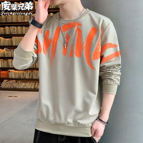 Spring and autumn new sweater mens round neck long sleeve T shirt trend casual coat