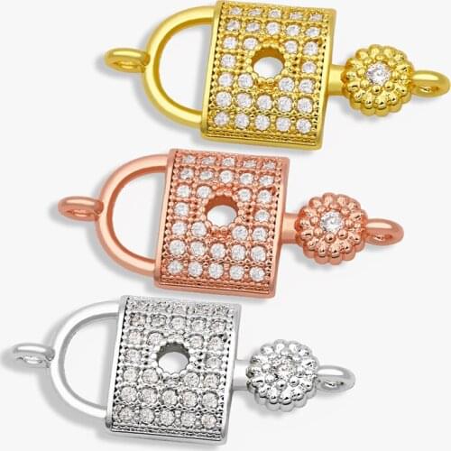 OCESRIO DIY Pendant CZ Copper Paper Clip Lock Charms Decoration For Hand Made Chains Bracelet Jewelry Making Supplies chma012