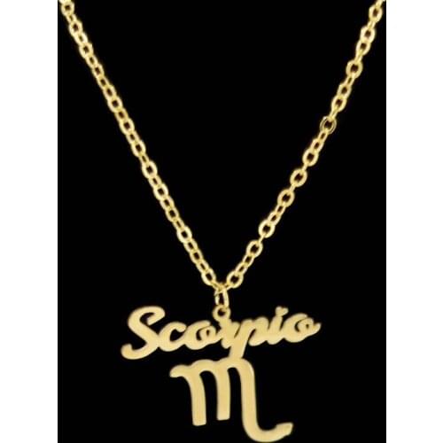 Letter Scorpio Stainless Steel Zodiac Necklace Sign Constellation Signs Pendant Necklaces For Women 12 Constellation Jewelry