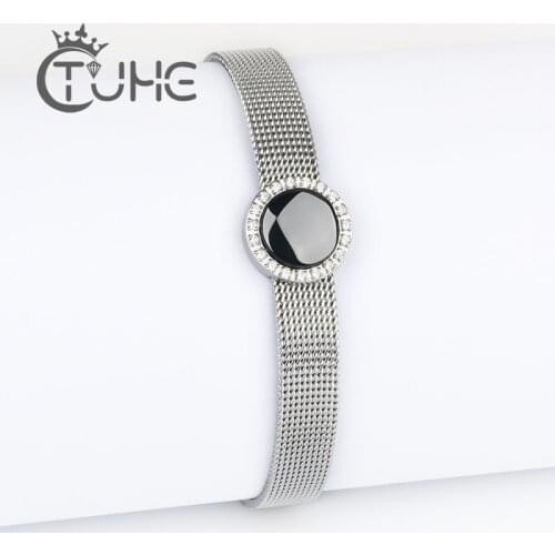 Stainless Steel Original Reflexions Pan Bracelet Gift Set For Women With Ceramic Bead Grid Charm Bangle Jewelry Anniversary Gift