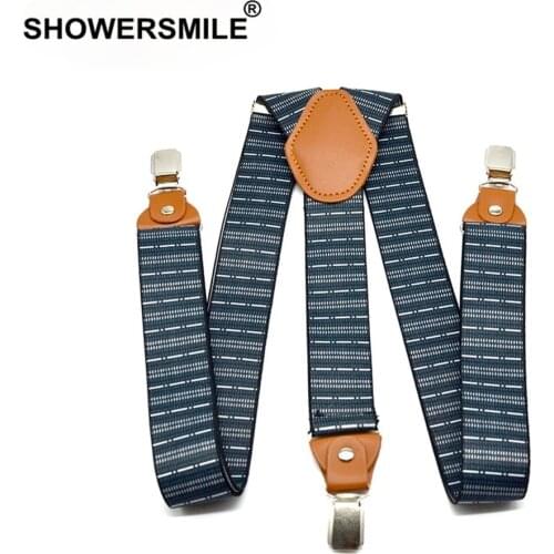 Navy Suspenders Men Stripe Business Casual Wide Belts Adjustable Durable Strapes Male 3 Clips Y Shape Braces120cm*3.5cm