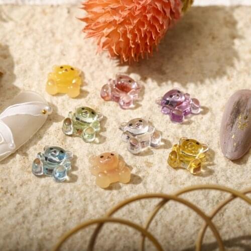 50Pcs Jelly Bear Nail Transparent Charms Resin Bear Pendants Designer Charms Cute Cartoon Gummy Nail Ornaments For Manicure Tips