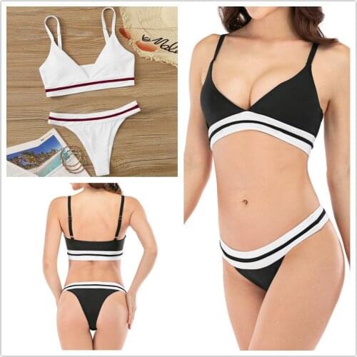Sexy Brazilian Push Up Bikinis Women Triangle Swimwear Patchwork Bandage Bikini Set Patchwork Bathing Suits Beach Wear Biquini