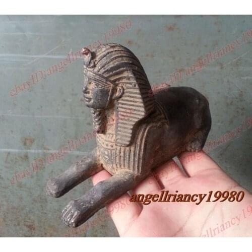 Old Vintage Shang dynasty bronze Egypt Pyramids Sphinx Statue peace Statues