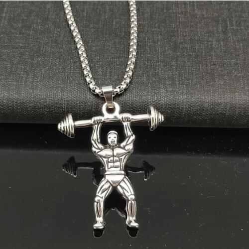 Europe and America Necklaces Men Fashion street Hip-Hop Sweater Chain Gothic weightlifting Portrait Pendants Jewelry Accessories