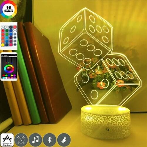 Unique Atmosphere Desk Lamp Dice Night Light for Gaming Room Club Decoration Smart Phone Control Nightlight with Touch Switch