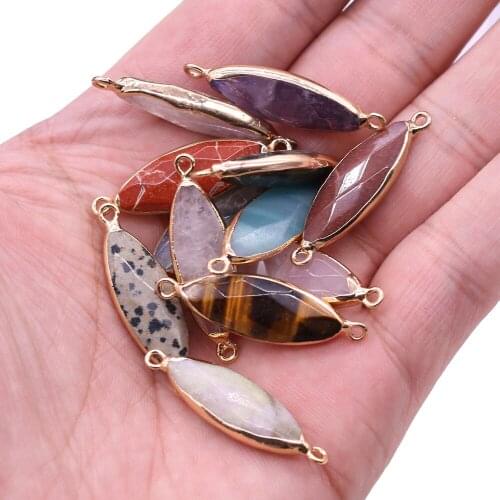 Natural Semi Precious Stone Connector Horseeye Shape Accessories Made by DIY Necklace Bracelet 6x14mm Packag Sale e Sale