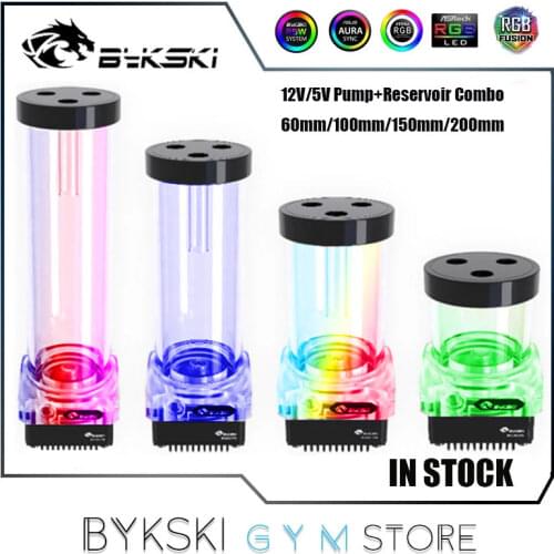 Bykski AIO Water Pump RGB Silent, 300L/H, Pump+Reservoir Combo, 60mm/100mm/150mm/200mm Res PWM 5V/12V M/B SYNC, CP-PA-X-CT60-V2