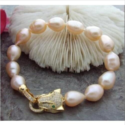 DOUBLE STRANDS 10-12MM SOUTH SEA GOLDPINK PEARL NECKLACE 7.5-8"