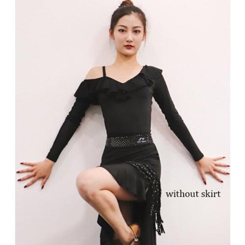 Latin Dance Dress Women Long Sleeve Single Shoulder Latin Dance Tops for Ballroom Samba Tango Chacha Dancing Performamnce LP416