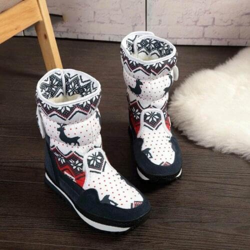 Winter platform shoes woman boots 2021 printed warm wool mid-calf waterproof snow boots women shoes plus size botas mujer