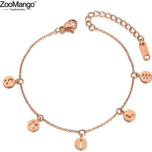 ZooMango 316L Stainless Steel Bohemia Beach Chain & Link Bracelets For Women Trendy Smile Letter Charm Bracelet Jewelry ZB20134