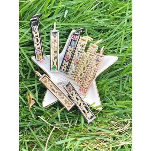 10Pcs Popular high quality Crystal Letter Pendant For Women Jewelry Making Zirconia Bar Diy Necklace Charm Accessories Jewelry