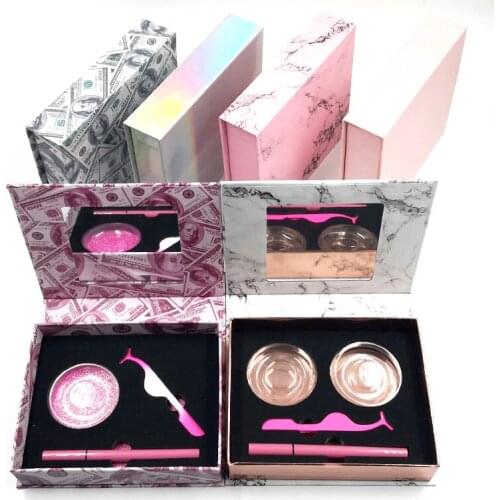 100pc customzied logo for magnetic eyelashes box with mirror eyelashes package High quality mink lashes package for 2pcs lashes