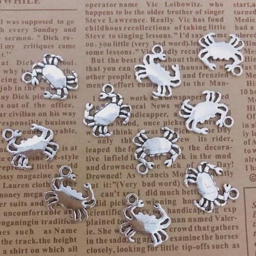 Wholesale 30pcs Charms Double-sided crabs 16x14mm Tibetan Silver Plated Pendants Antique Jewelry Making DIY Handmade Craft