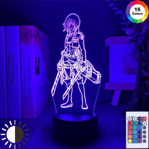 3D Night Light Attack on Titan Mikasa Ackerman Figure Girl Nightlight for Dorm Room Decor Light Led Usb Battery Lamp Event Prize