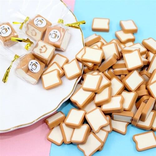 5Pcs/set Mini Simulation Bread Toy Bag Toast Slice DIY Creation Play House Kitchen Food Doll Soft Clay Creative Jewelry Making
