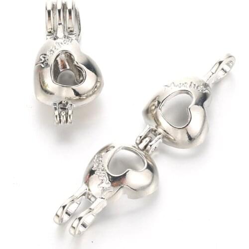 5pcs Maternal Love Pearl Cage Locket Pendant Jewelry DIY Bead Cage Aroma Essential Oil Diffuser Perfume Box Oyster Pearl