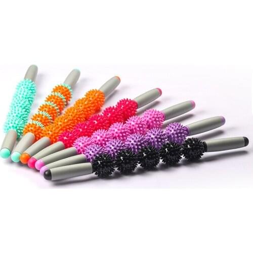 5 Rounds Gym Muscle Massage Roller Yoga Stick Muscle Body Massage Relax Tool Muscle Roller Sticks with Point Spiky Ball
