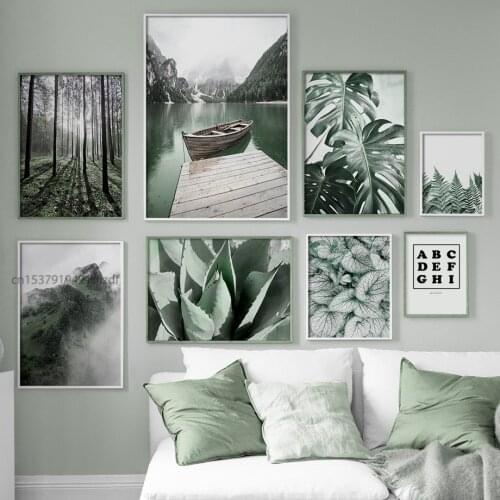 5D DIY Diamond Painting Green Plant Monstera Forest Lake Mountain Landscape Diamond Mosaic Embroidery Cross Stitch Home Decor