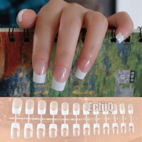 Acrylic Fake Nail Tips Clear French False Nails DIY Nail Art Full Cover Manicure Products 24Pcs Z725