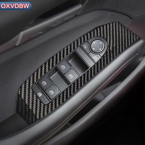 For Mazda 3 Axela 3 2019 2020 Accessories LHD RHD Carbon Fiber Window Switch Panel Stickers Garnish Decoration Car Styling