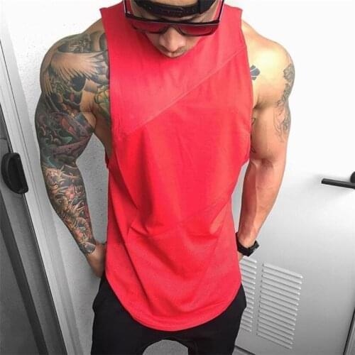 Brand Fitness Sleeveless T Shirt Men Running Vest Summer Solid Cotton Mesh Mens Gym Tank Top Bodybuilding Stringer Sport Tanktop