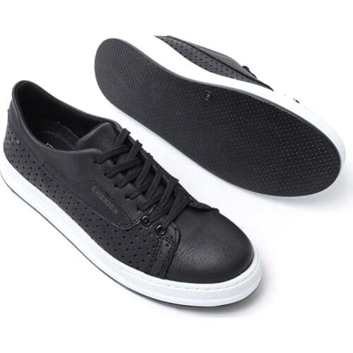 Chekich Shoes for Mens Black Color Faux Leather Sneakers Lace Up Spring and Fall Seasons Casual Vulcanized White Base Sewing Outsole Breathable Odorless Wedding Office Sport Air Suits Comfortable Formal CH043 V6