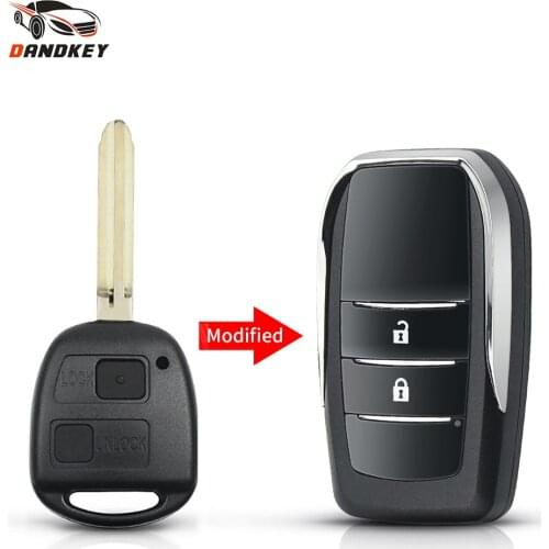 Dandkey For Toyota RAV4 Avalon Echo Prado Tarago Camry Tarago Fob Modified Flip 2/3 Button Remote Car Key Shell TOY43 Blank Case