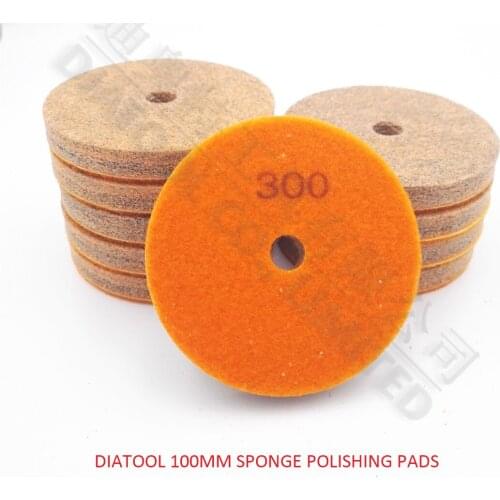 DIATOOL 10pcs 100MM Sponge Diamond Polishing Pads for marble soft Stone Grit 300 New type Wet sanding discs