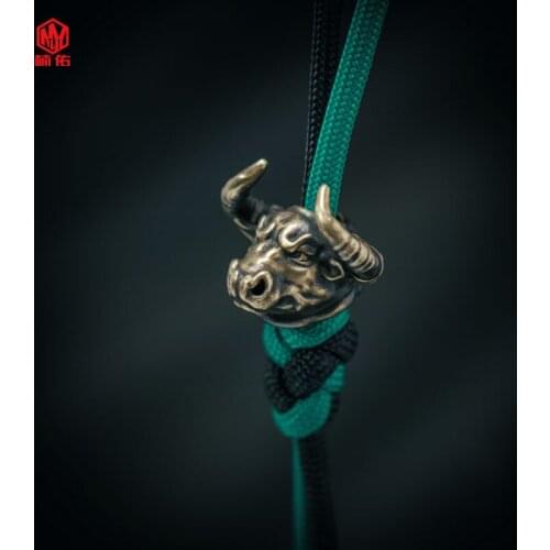 EDC Tools Brass Knife Bead Bull Head Lanyard Knife Bead Paracord Beads Flashlight Pendant