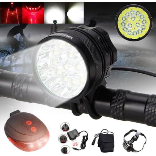 Mountain Bike Light 20000Lm 15x XML T6 LED Front Bicycle Lamp High/Low/Strobe Torch+Rechargeable Battery+Charger
