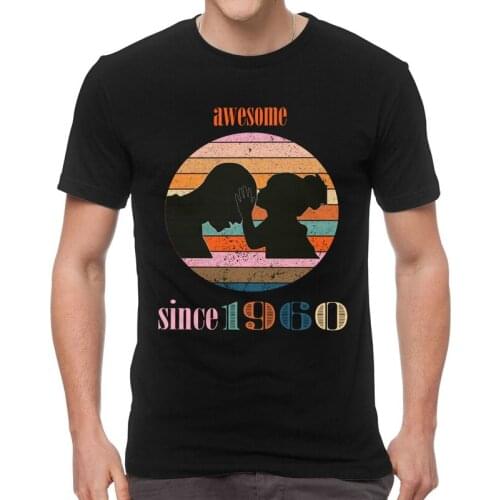 Male Awesome Since 1960 Gift For Fathers Day T-Shirt Novelty 60 Years Old Birthday Gift Tshirt Short Sleeve T Shirt Cotton Tee