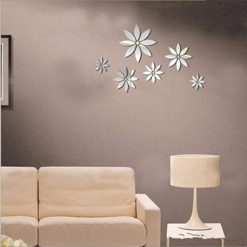 JM285 Modern Flower Acrylic Mirror Wall Stickers Living Room Decoration Wall Stickers Home Decoration